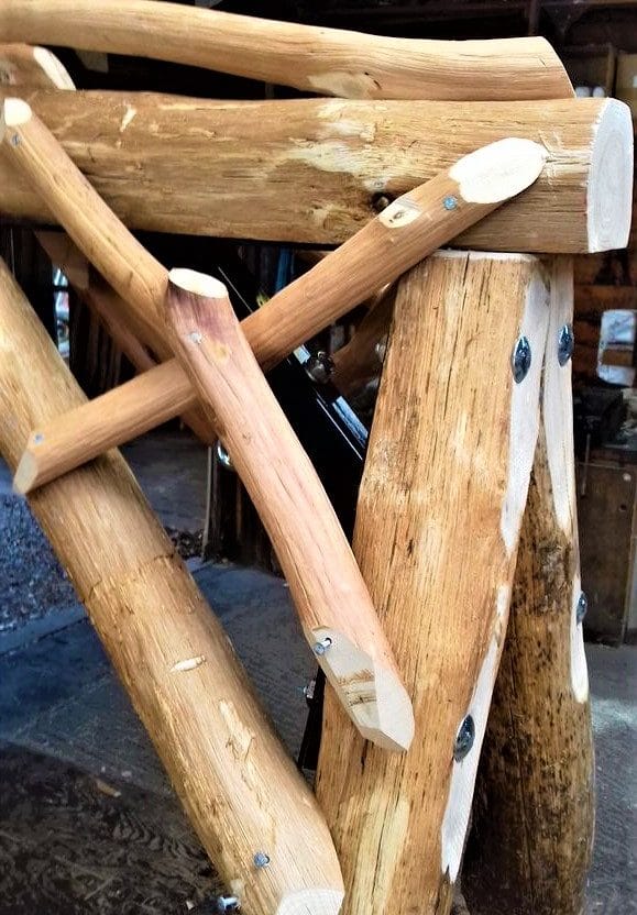 rustic swing bench
