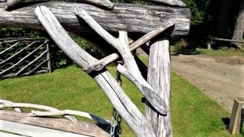 rustic swing bench
